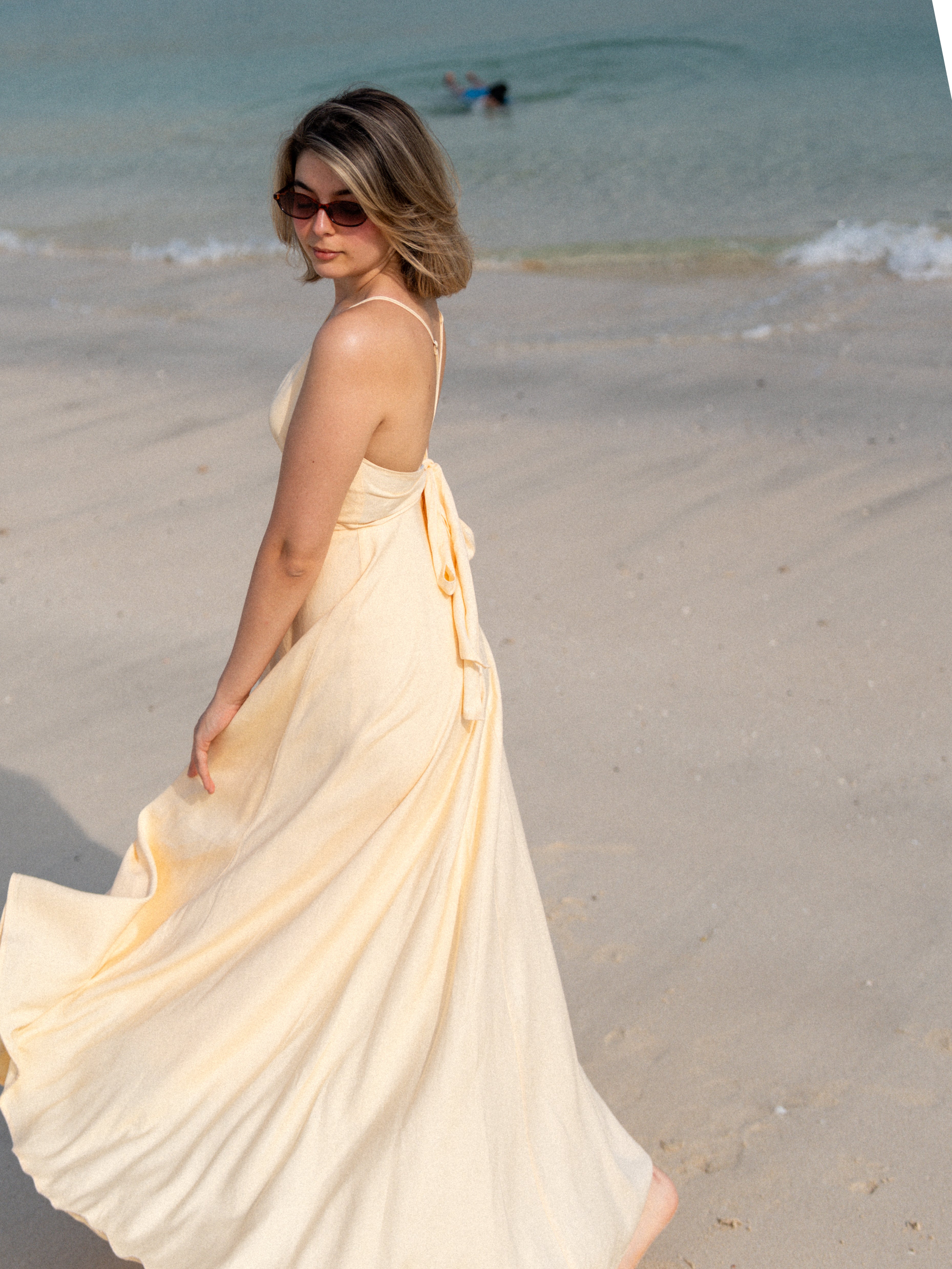 Shams Linen Tie-Back Dress – Butter Yellow