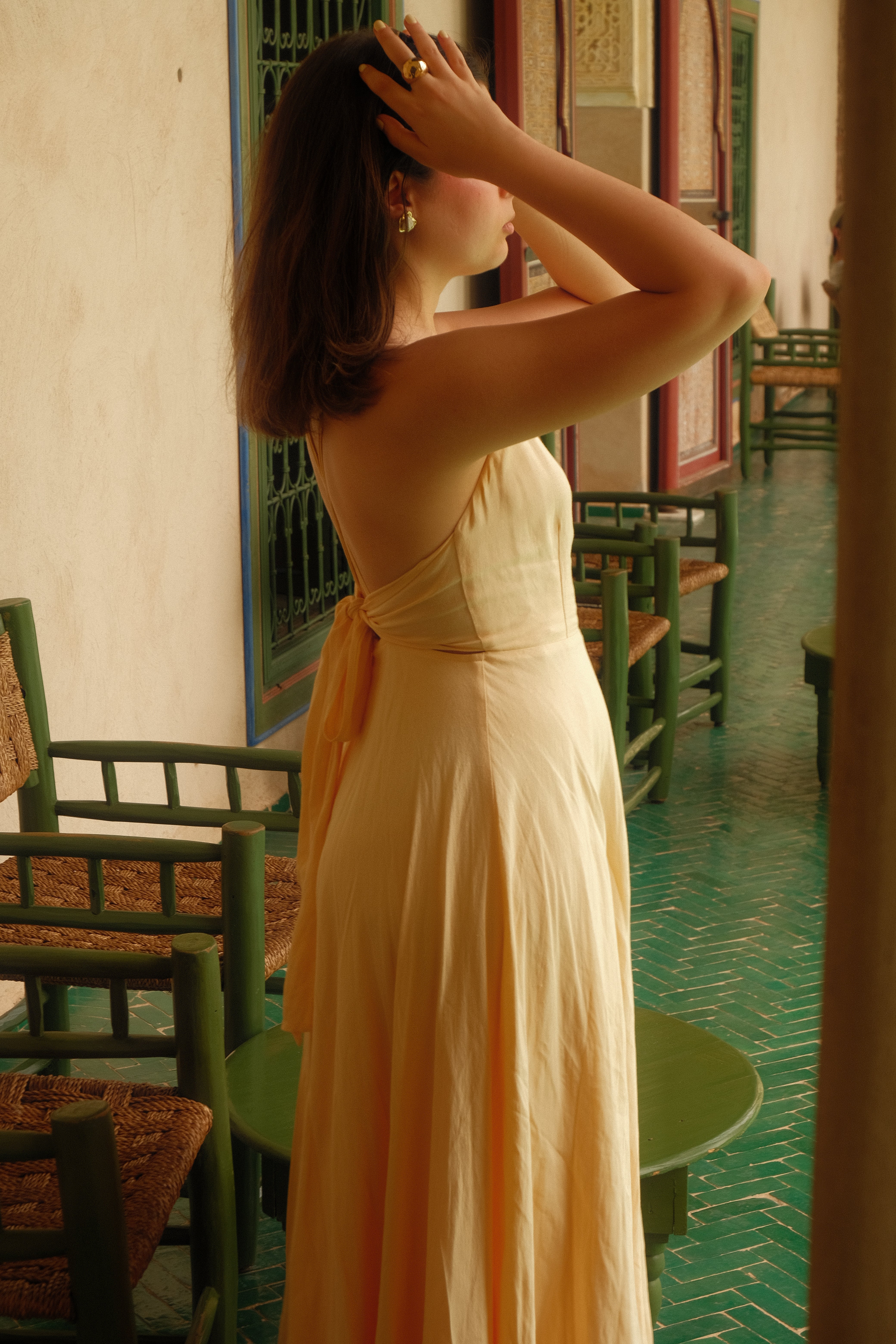 Shams Linen Tie-Back Dress – Butter Yellow