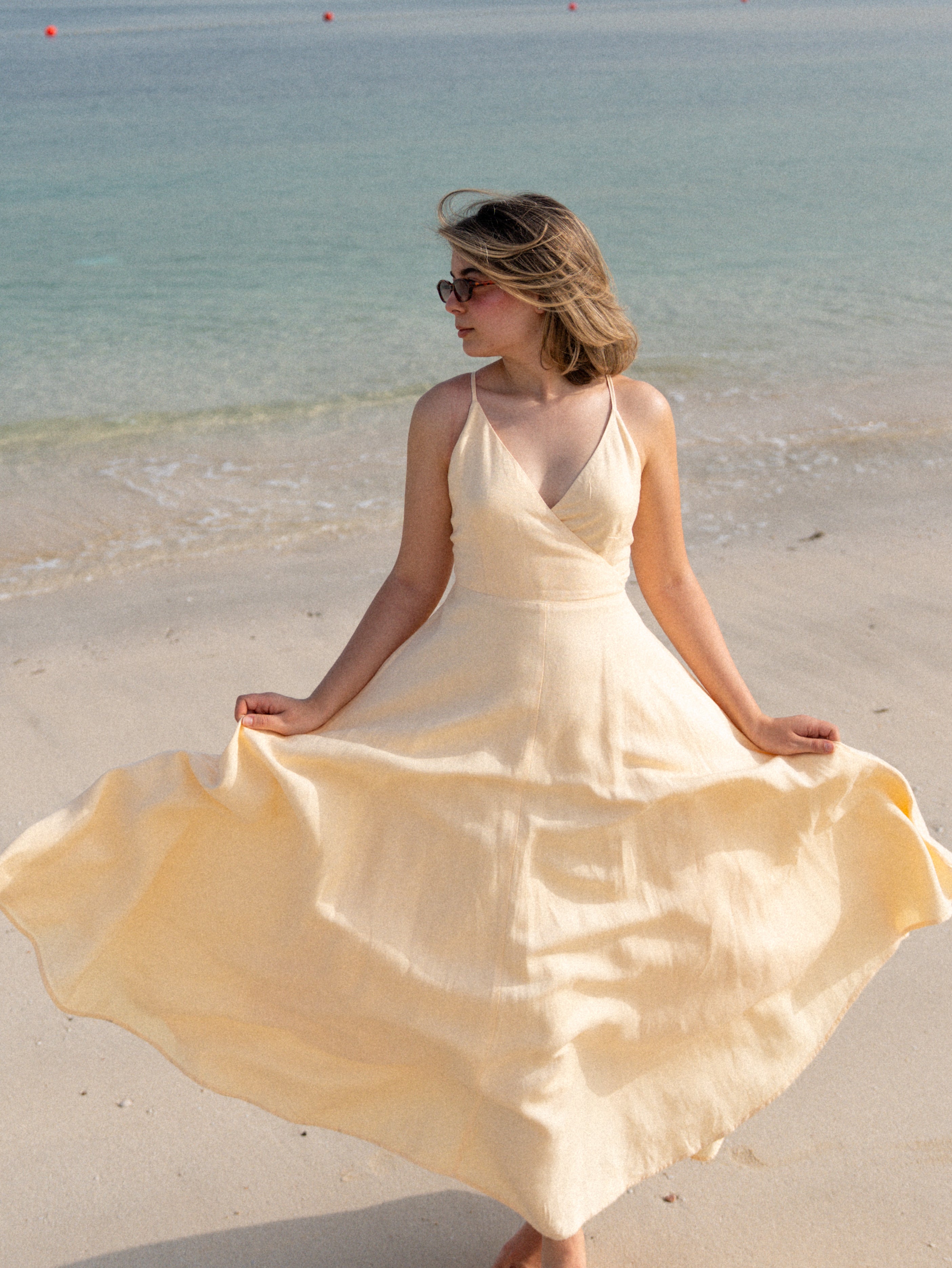 Shams Linen Tie-Back Dress – Butter Yellow