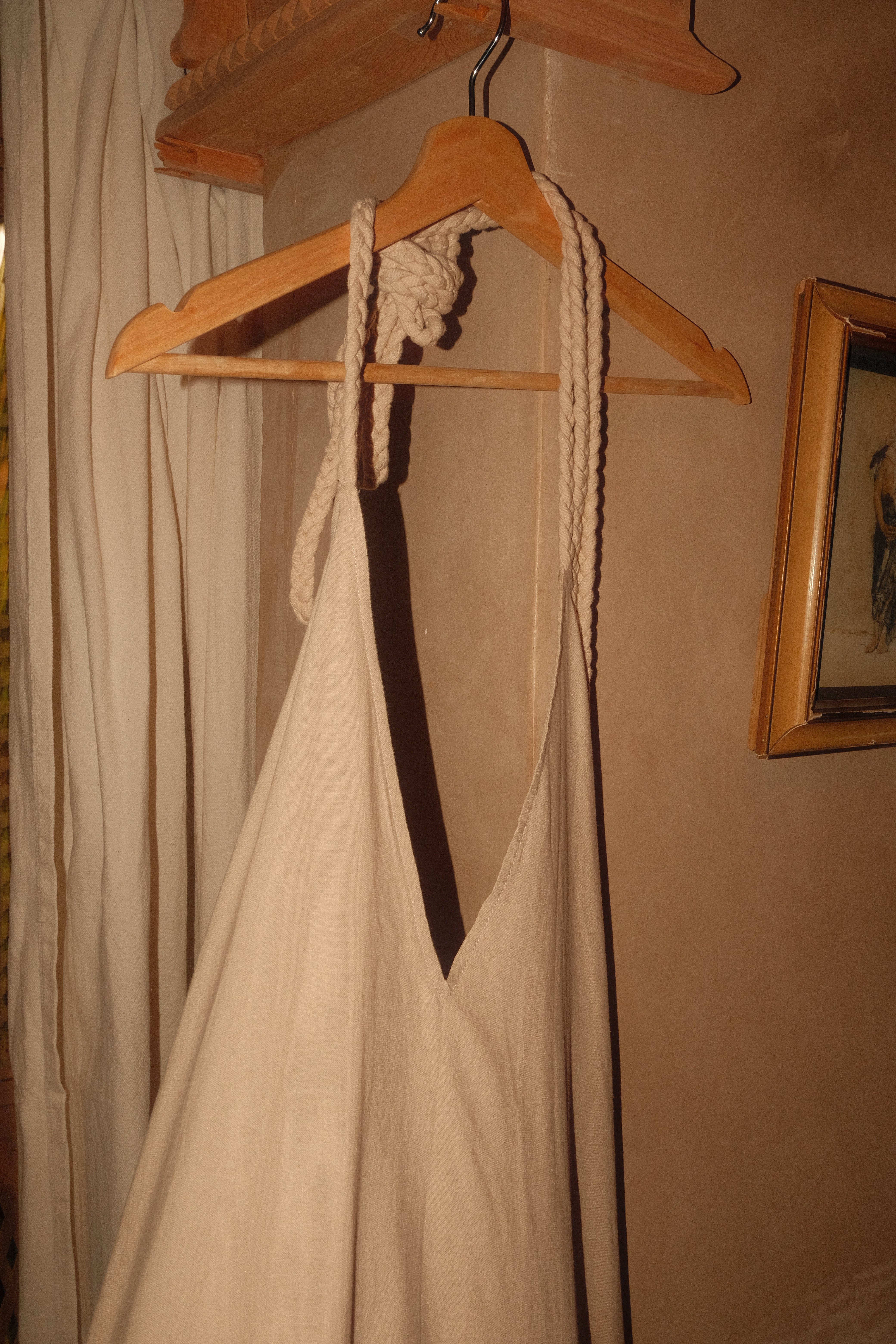 Naseem Linen Open-Back Dress Off White
